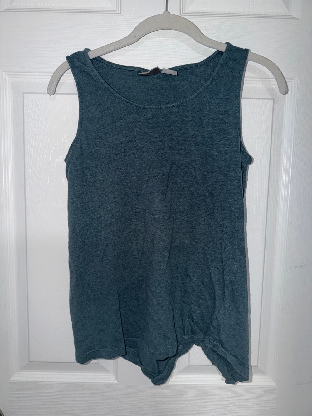 Linen Teal Sleeveless Women's Tank Top - Kenar